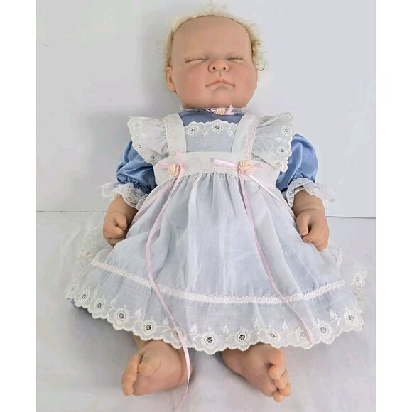 Vintage BERENGUER Reborn Baby Girl Doll 19” Eyelashes Weighted‎ Mohair Blond - Picture 2 of 16